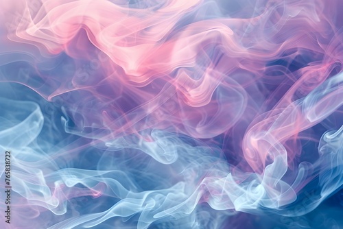Ethereal Smoke Swirls in Pastel Shades of Pink,Purple,and Blue Creating a Delicate,Dreamlike Atmosphere