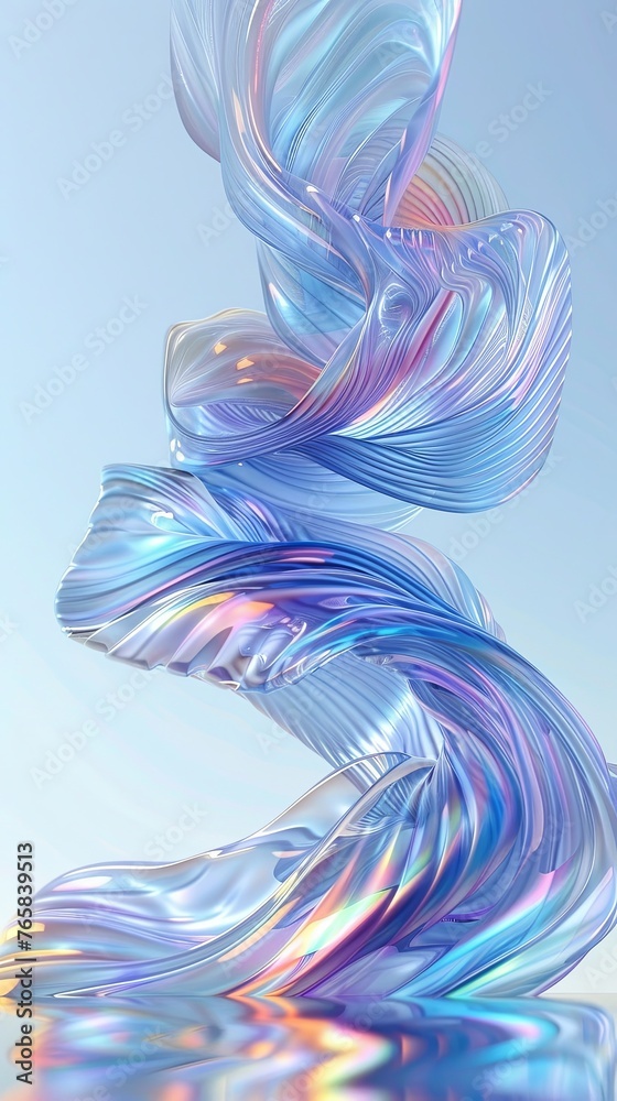 Vibrant Light Blue Glass Ribbon Background Wallpaper