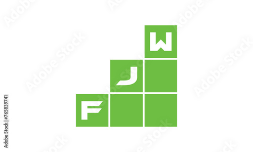 FJW initial letter financial logo design vector template. economics, growth, meter, range, profit, loan, graph, finance, benefits, economic, increase, arrow up, grade, grew up, topper, company, scale photo