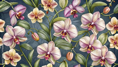 orchid Seamless pattern #765840525