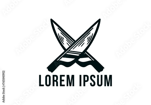 crossed knife, slaughter and cooking logo design