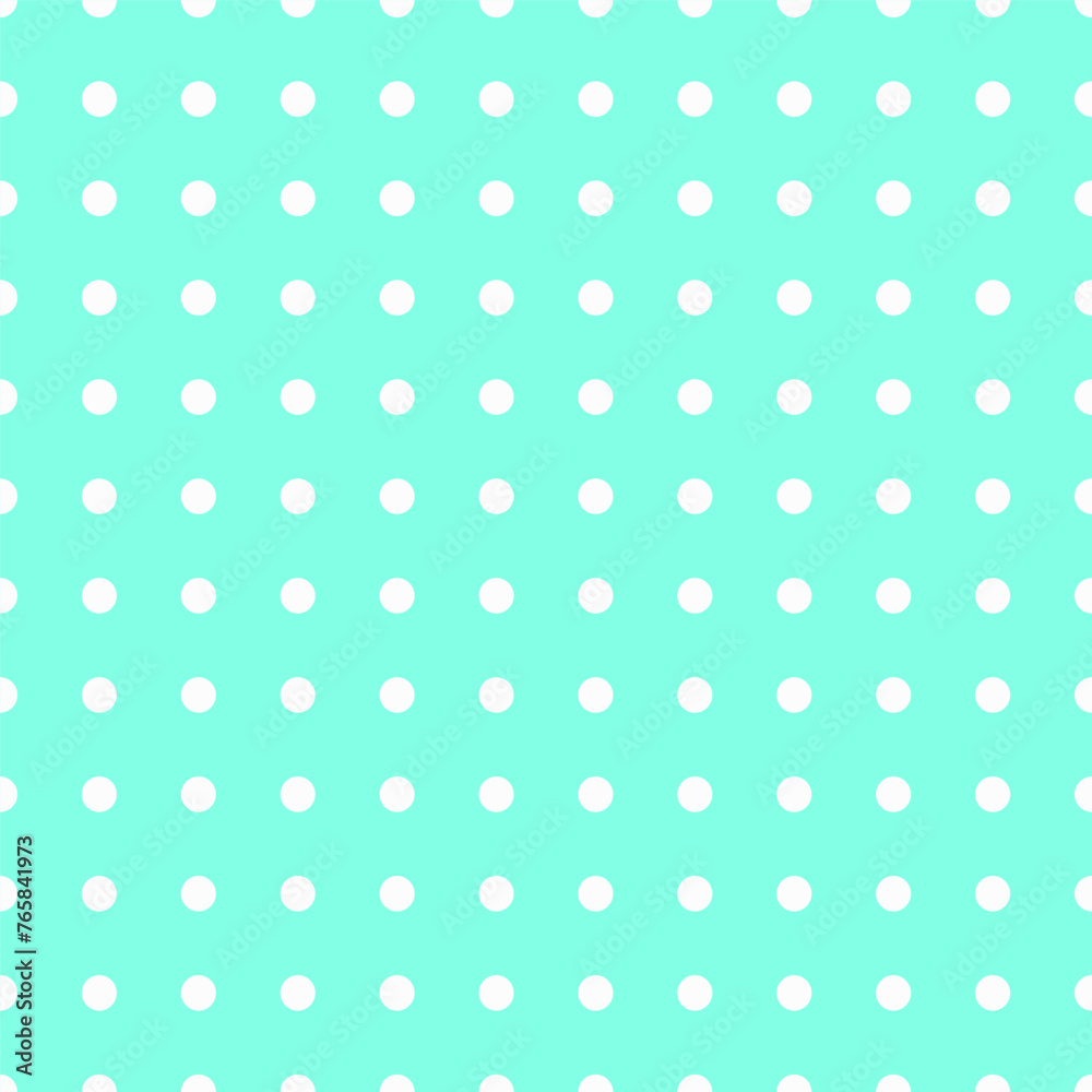 White on turquoise seamless pattern with dots. Dotted repeating texture in a row. Background