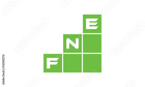 FNE initial letter financial logo design vector template. economics, growth, meter, range, profit, loan, graph, finance, benefits, economic, increase, arrow up, grade, grew up, topper, company, scale photo