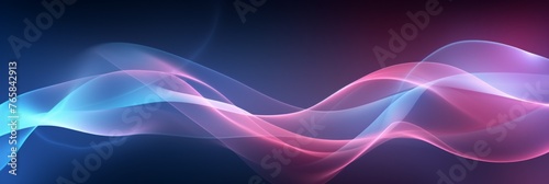 banner Elegant abstract wave design in blue and red gradient, wide banner with copy space, blur, soft light Concept: abstract, wave, design © Anastasiya
