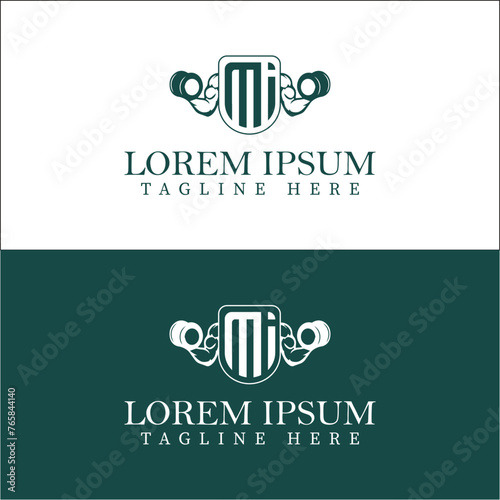 Картината върху платно Mi initial monogram for fitnes or gym logo with creative style design