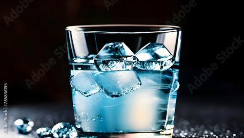 glass, water, drink, ice, cold, liquid, clear, isolated, white, blue, beverage, transparent, clean, cube, drop, cool, wet, fresh, refreshment, splash, bubble, object, healthy, freshne ,glass of water, photo