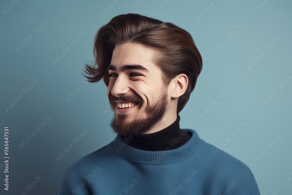 Stylish Confidence - Smiling Man in Blue Sweater Stylish Confidence - Smiling Man in Blue Sweater