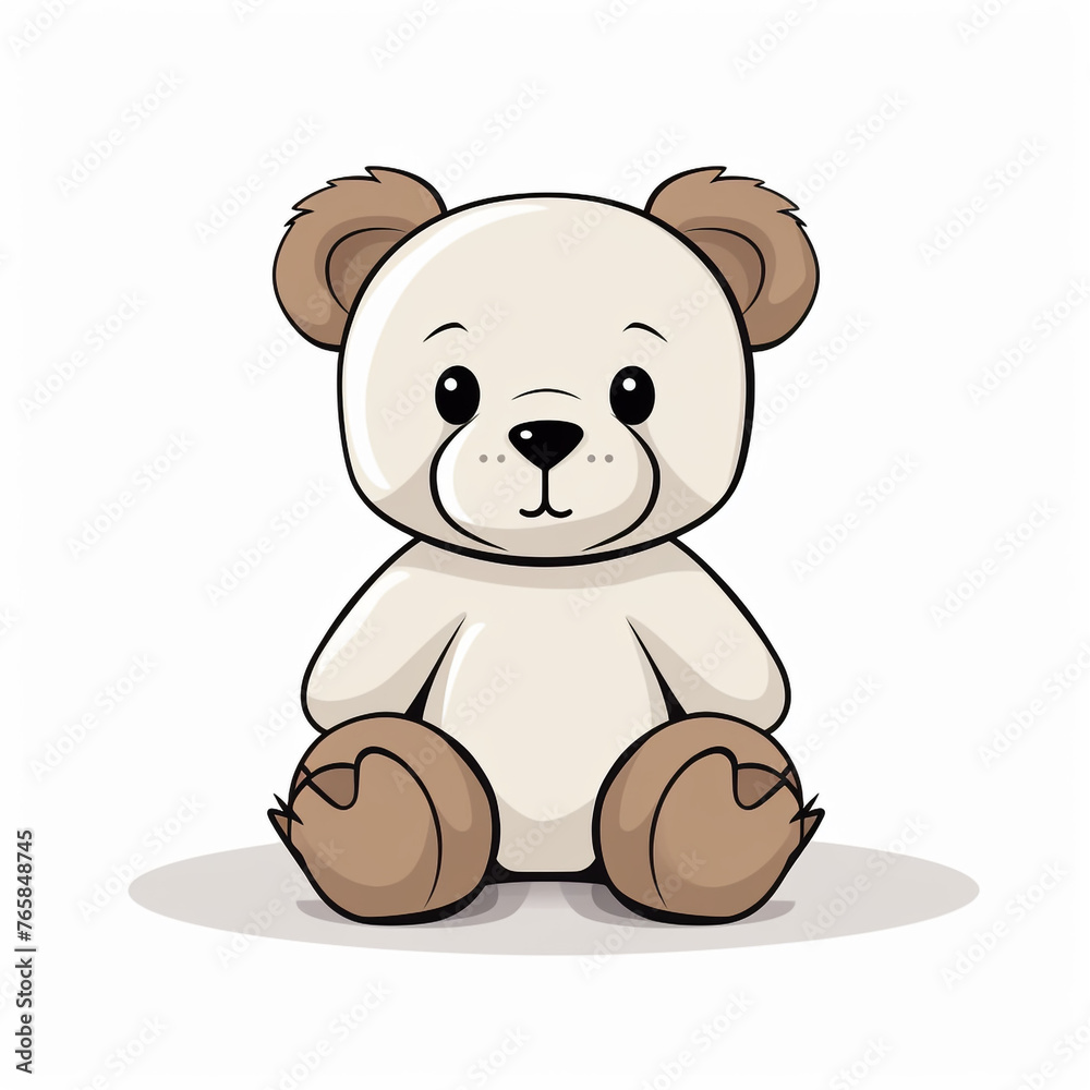 Fototapeta premium Bear toy, illustration, pure white background сreated with Generative Ai