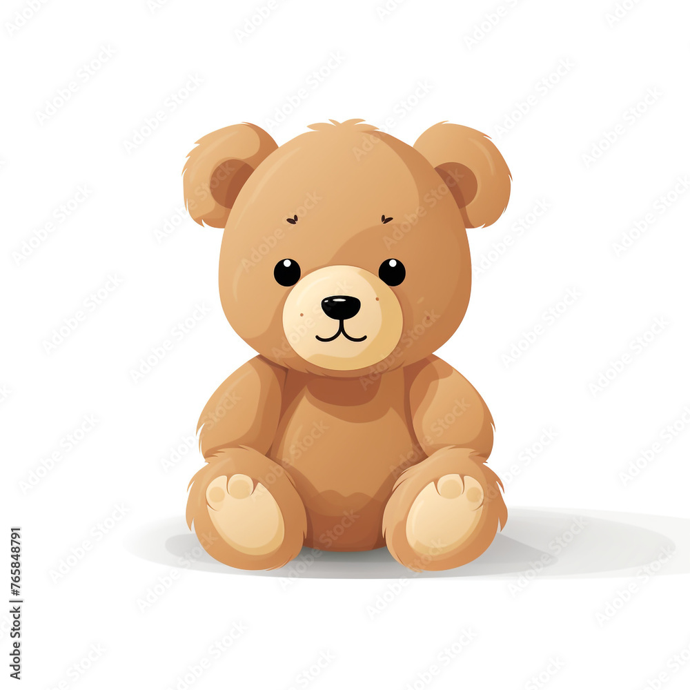 Obraz premium Bear toy, illustration, pure white background сreated with Generative Ai