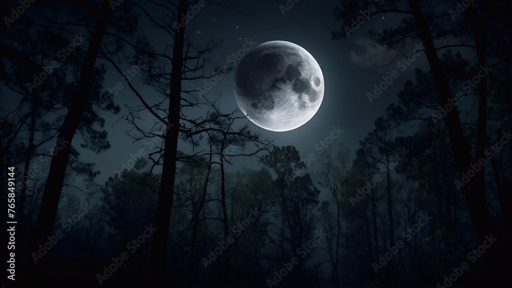 Fototapeta premium full moon over the forest