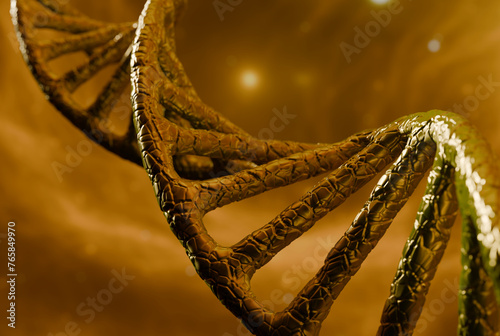 3d artificial DNA molecule helix, biotech genetic engineering