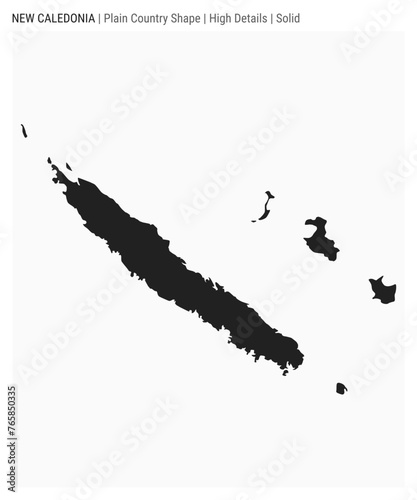 New Caledonia plain country map. High Details. Solid style. Shape of New Caledonia. Vector illustration. photo