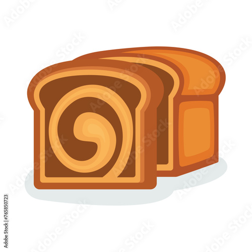 Marbled Bread icon vector isolated on a white background. Sweet delicious swirl bread with cocoa flavor vector illustration. Marble Rye Bread loaf graphic design element