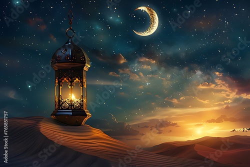 crescent moon and lantern lights eid al adha