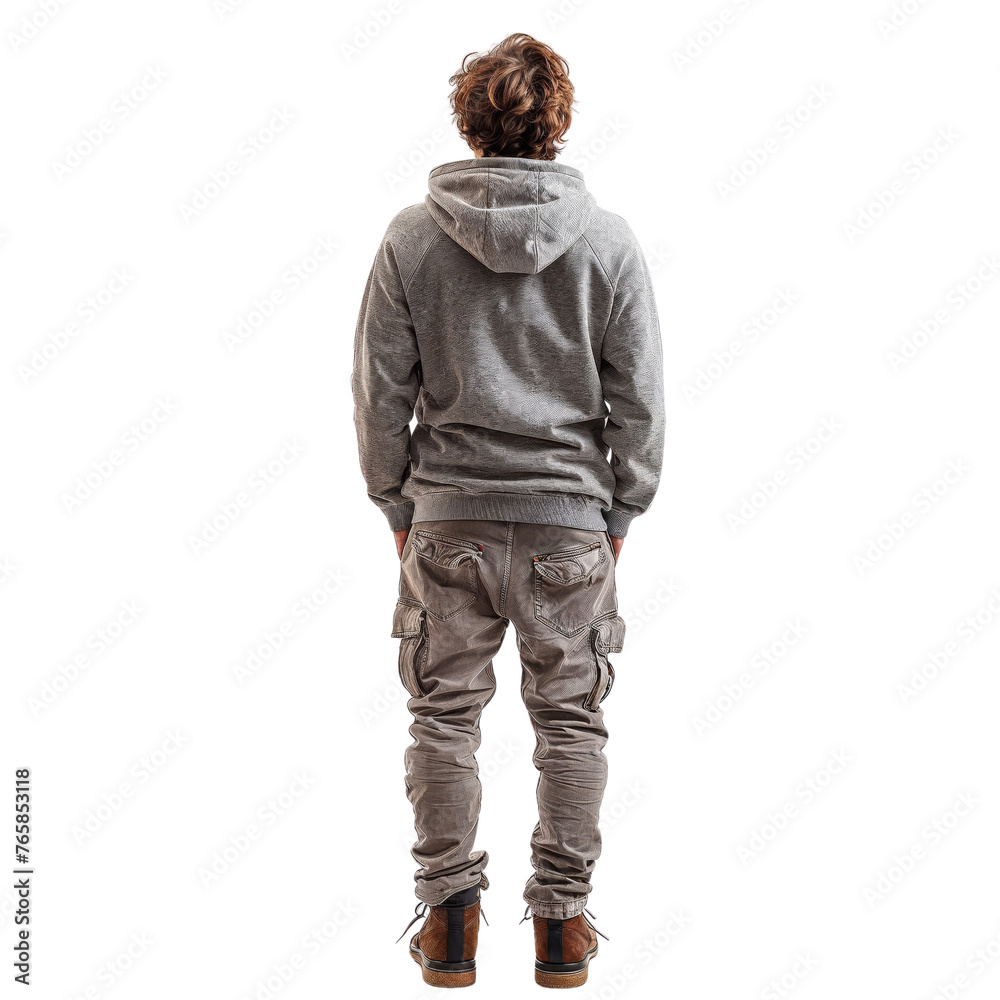 Young man casual dressed walking isolated on white transparent, rear view. PNG Young man casual dressed walking isolated on white transparent, rear view. PNG