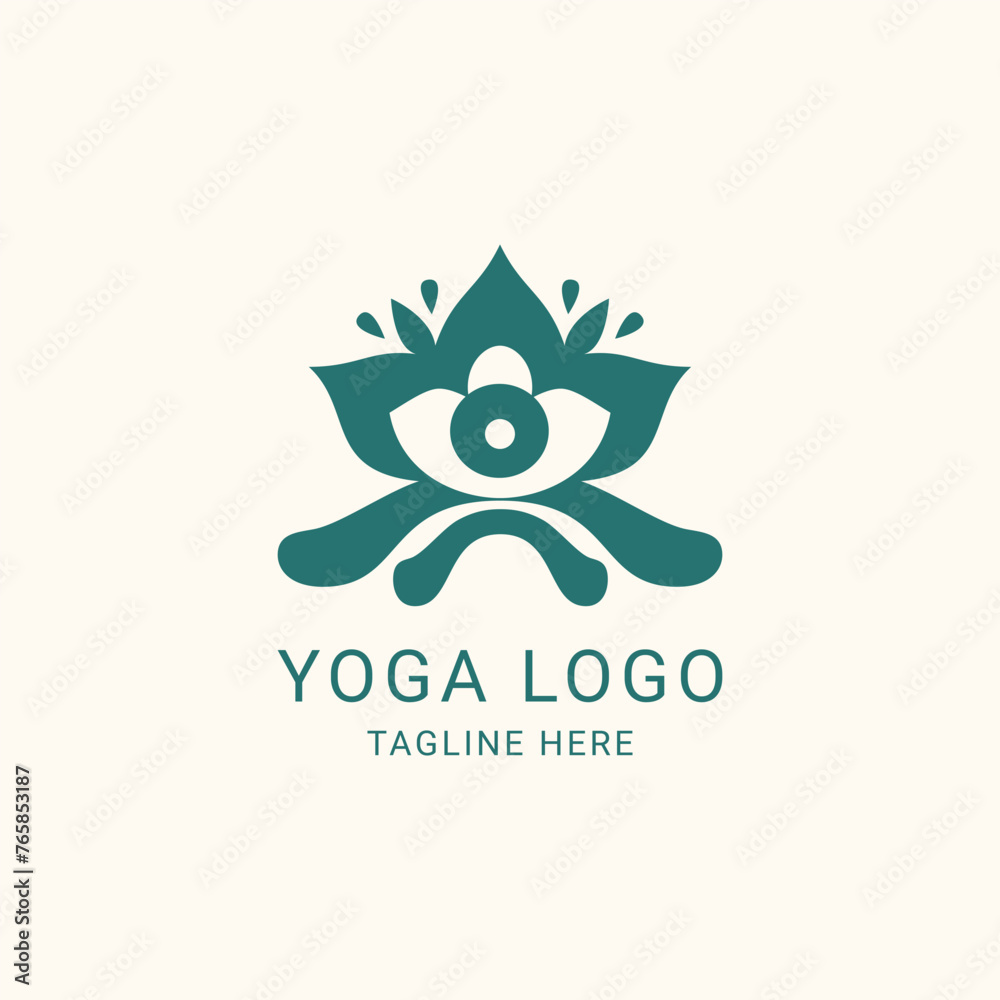 Fototapeta premium abstract yoga logo design with flower icon