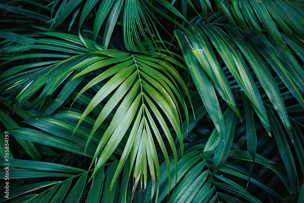Fototapeta premium Large green palm leaf texture background