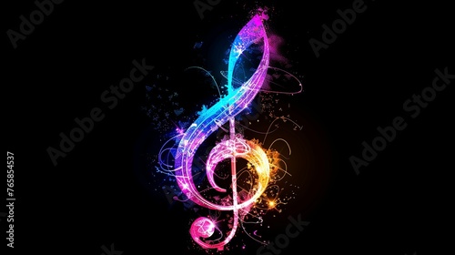 music notes on a black background
