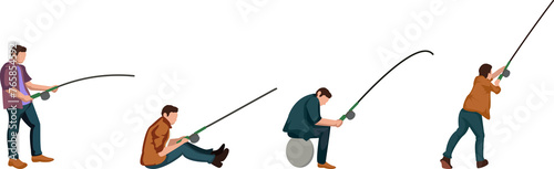 man fishing pose collection