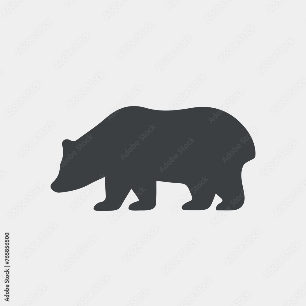 Vector illustration silhouette of bear, black and white, flat art, avatar, wild animal. Vector illustration silhouette of bear, black and white, flat art, avatar, wild animal.