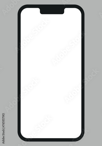 smartphone mockup with blank transparent screen in Ultra realistic, line style. mobile phone. mock up of the new mobile phone in front view Black notch, editable vector illustration presentation