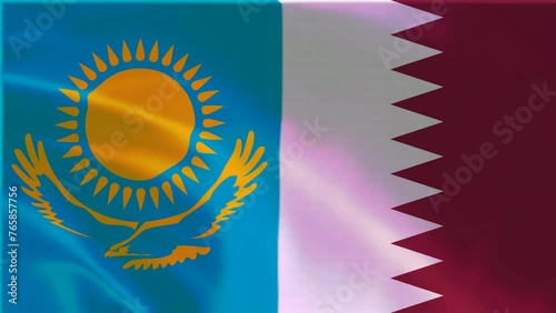 Kazakhstan and Qatar relationship flags photo