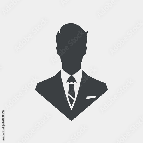 Vector illustration silhouette of man, black and white, flat art, businessman.