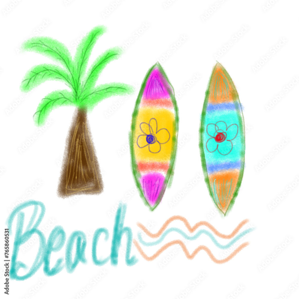 Fototapeta premium Beach surfboard art