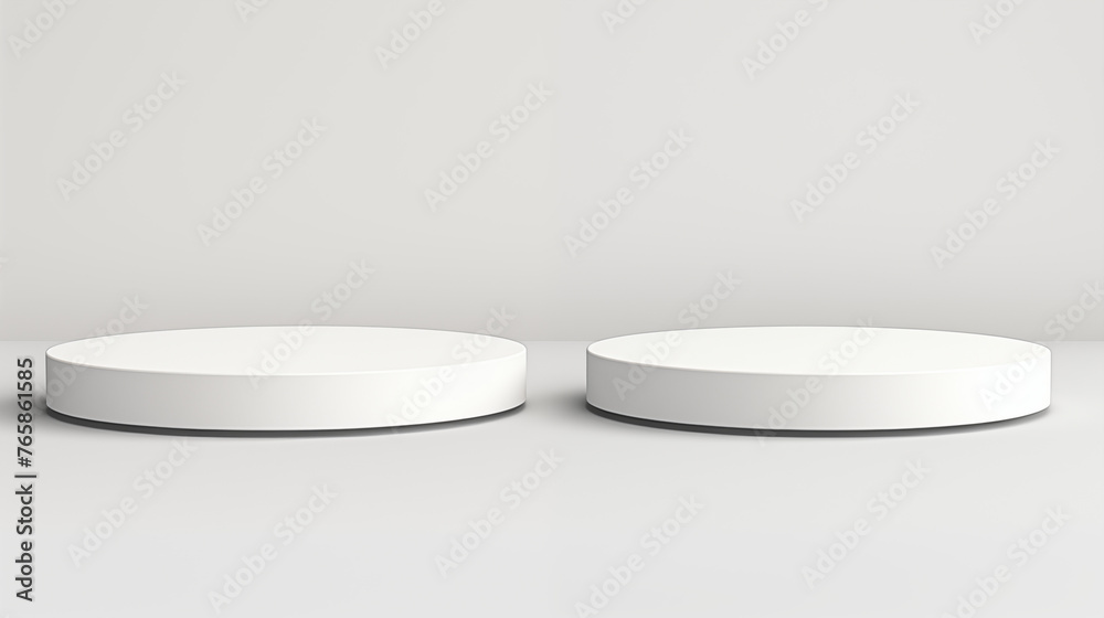 Petits podiums blancs et arrondis sur fond blanc. Piédestal, podium, mise en avant. Mock up, composition. Fond pour conception et création graphique. Petits podiums blancs et arrondis sur fond blanc. Piédestal, podium, mise en avant. Mock up, composition. Fond pour conception et création graphique.