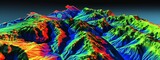 GIS 3D lidar map, a model of the earth's surface obtained after processing data from an unmanned aerial vehicle during tremors and earthquakes, the movement of lithospheric plates.