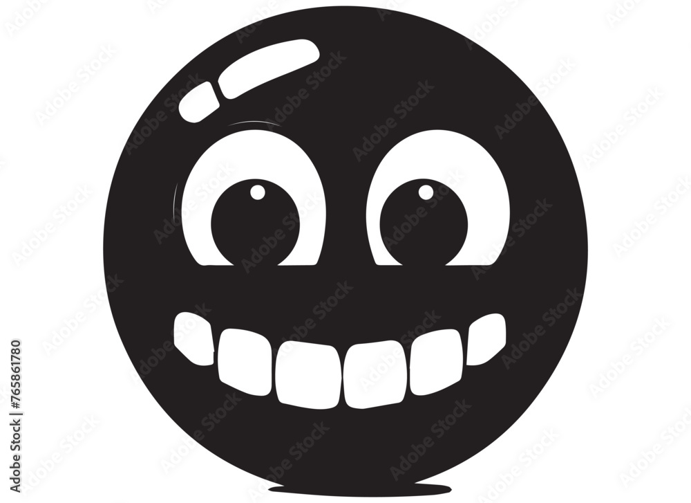 Fototapeta premium black silhouette funny face gesture emoji vector