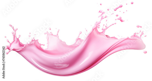 Splash of pink milky liquid similar to smoothie, yogurt or cream, cut out © Yeti Studio
