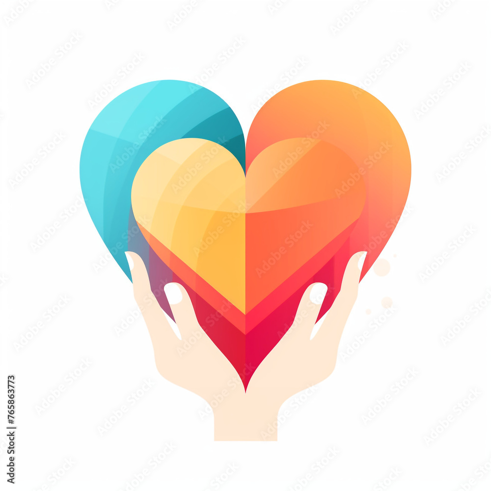 abstract illustration style icon of hands holding a heart, flat, white background сreated with Generative Ai abstract illustration style icon of hands holding a heart, flat, white background сreated with Generative Ai