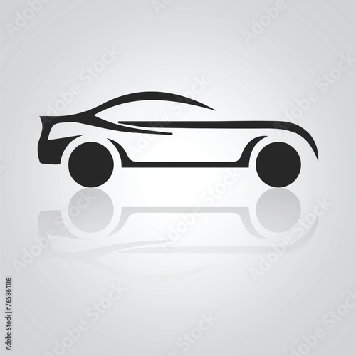 Car Icons, Vintage Car, unique icon, Car logo with a silver background. Vector illustration