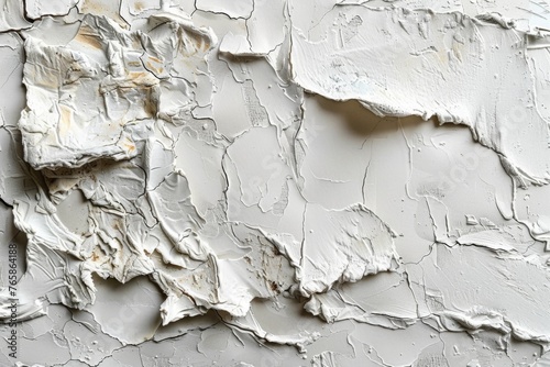 Thick white paint texture on canvas with raised brushwork and dynamic strokes.