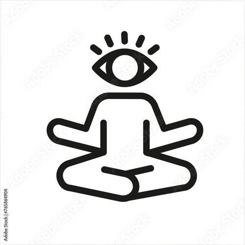 Meditation pose icon for web, mobile, promo symbolizes yoga, mindfulness, well-being. Fits health, lifestyle categories. Vector illustration.