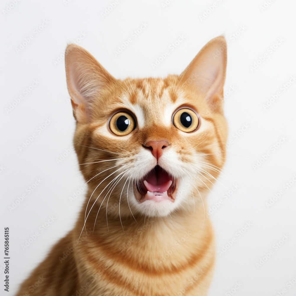 ginger cat with expression of shock and horror on its face, realistic сreated with Generative Ai ginger cat with expression of shock and horror on its face, realistic сreated with Generative Ai