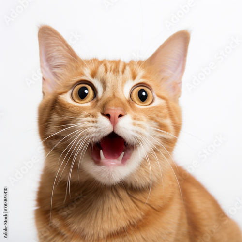 ginger cat with expression of shock and horror on its face, realistic сreated with Generative Ai