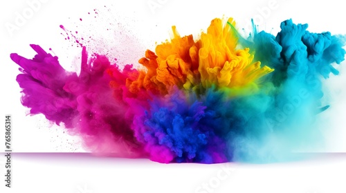 Colorful paint splashes isolated on white background. Abstract background.