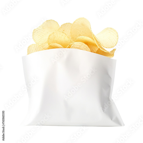 White bag of delicious potato chips, cut out