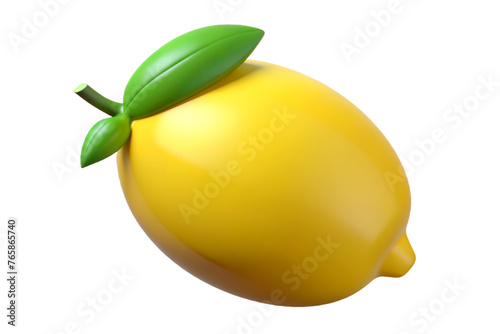 lemon 3d fruit icon isolated on transparent background