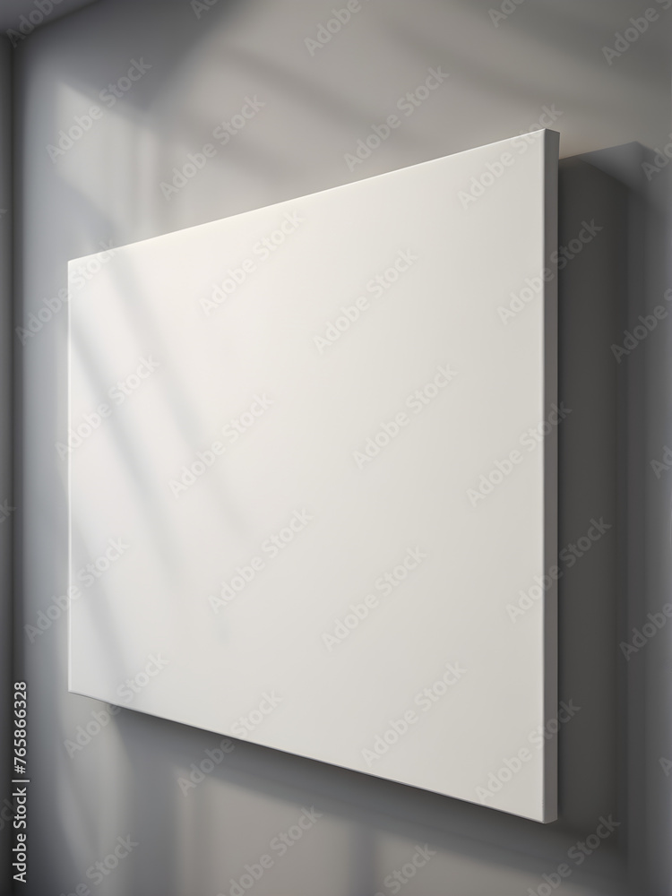 Mockup white canvas on the wall