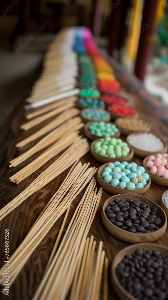 Scene Showing Alternative Medicine and Nutrition Practices, Featuring Acupuncture and Organizing Nutritional Supplements and Vitamins, Emphasizing Holistic Health and Wellness Concepts. Scene Showing Alternative Medicine and Nutrition Practices, Featuring Acupuncture and Organizing Nutritional Supplements and Vitamins, Emphasizing Holistic Health and Wellness Concepts.