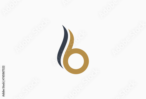 Lowercase Initial Letter b Curve Wave Logo Template
