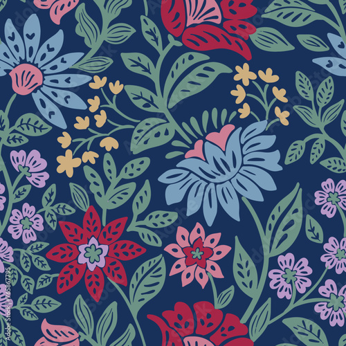 seamless floral pattern Jacobean floral design repeat vector file bock floral print	