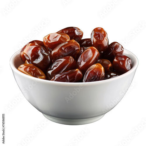 Dried dates in white bowl 
