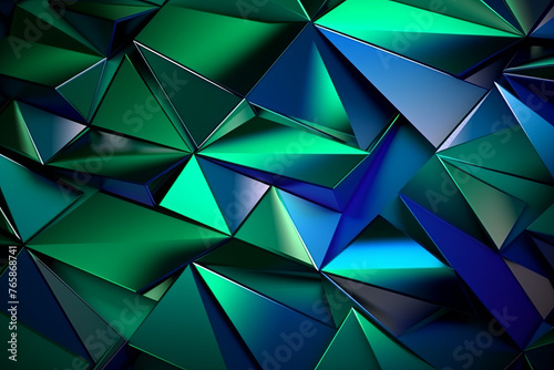 Beautiful Green and Blue Triangular Metallic Background 