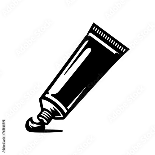 Toothpaste Tube Silhouette - Daily Dental Hygiene Essential on White Background