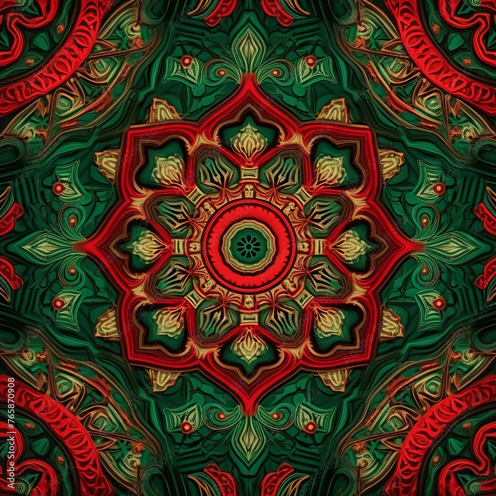 Beautiful Ornate Red and Green Background Design Beautiful Ornate Red and Green Background Design