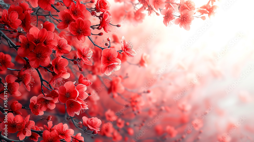 Red Flowers Copyspace Blurred Background Wallpaper Red Flowers Copyspace Blurred Background Wallpaper